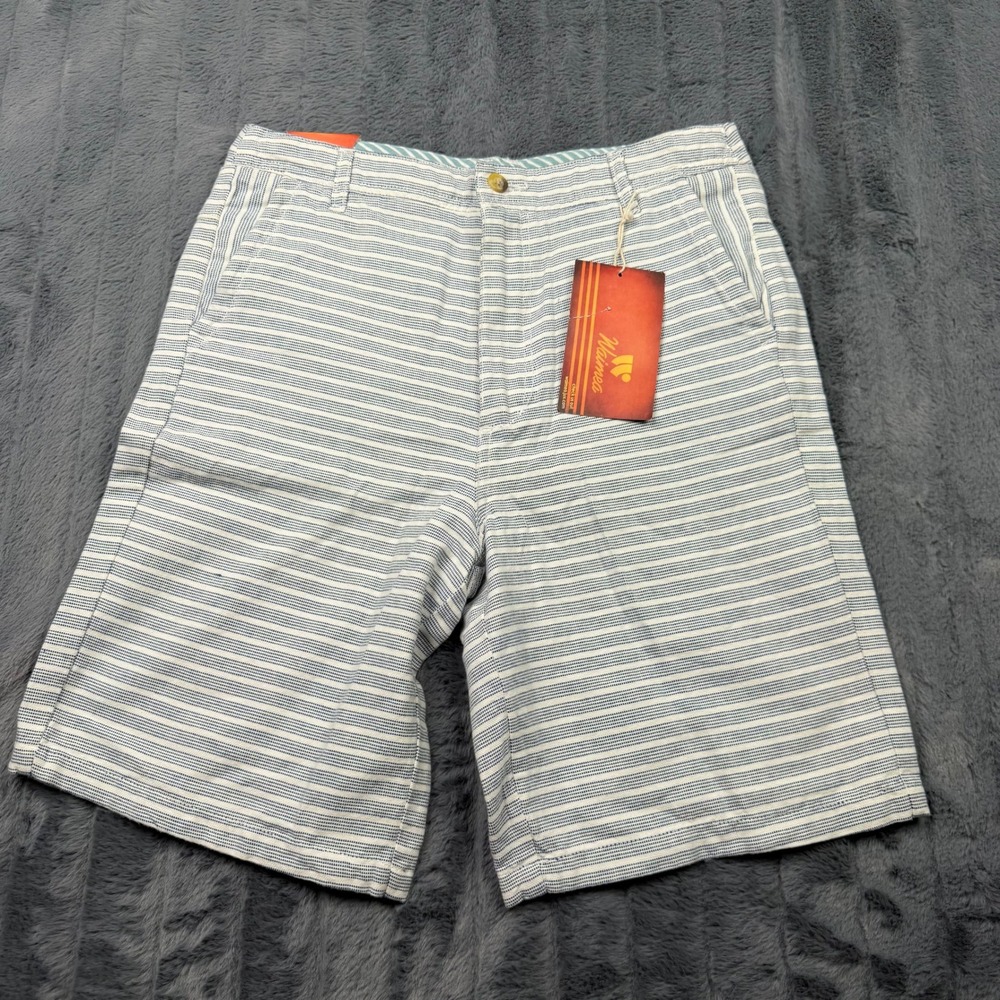 Waimea Relaxed Fit Striped Shorts Blue White Cotton Size 18